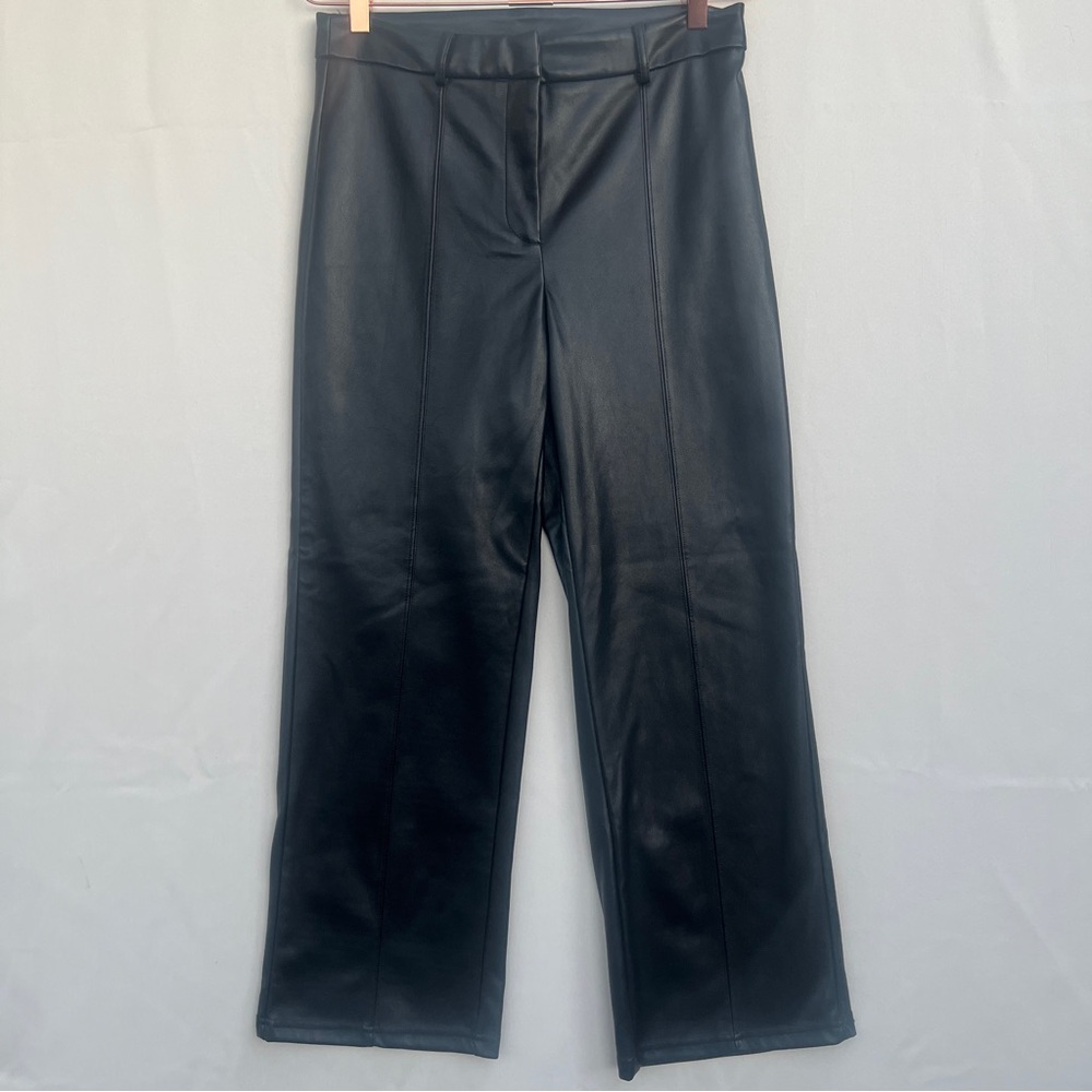 Avec Les Filles |  Faux-Ever Leather Flare Trouser Pant Black High Waisted Sz M